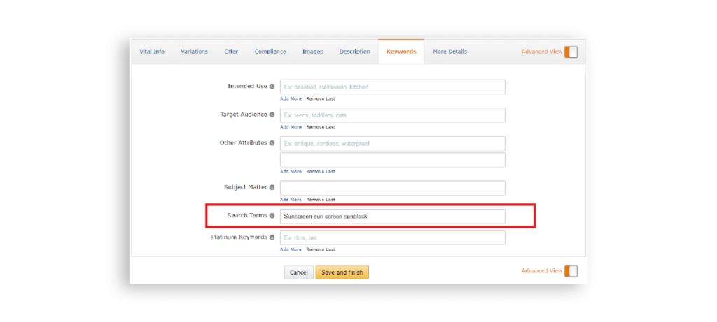 Backend Keywords Amazon