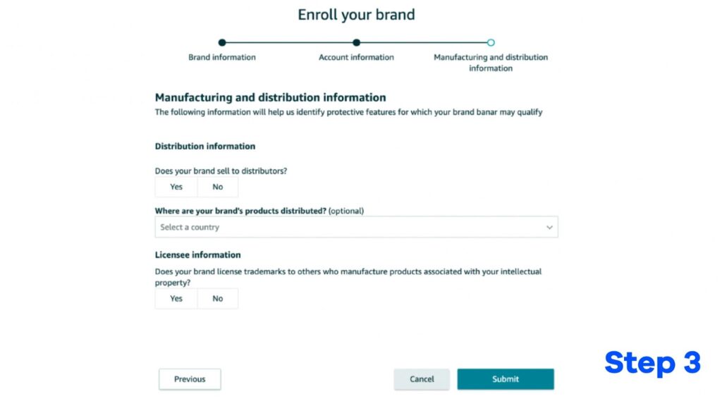 Here's A Screenshot Of Amazon Brand Registry Form Step 3