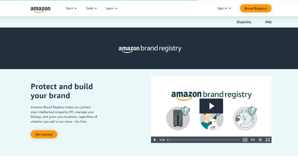 Here's A Screenshot Of Amazon Brand Registry Page