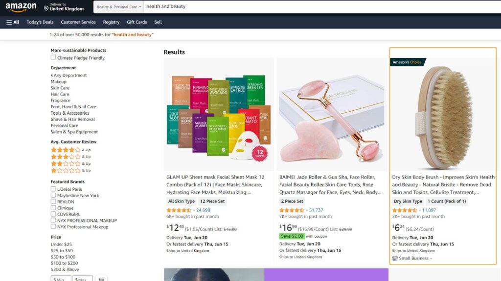 Here's A Screenshot Of Amazon Serp