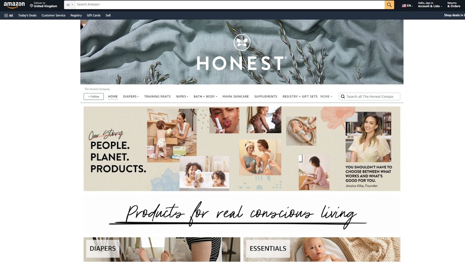 Here's A Screenshot Of Honest Company Amazon Store