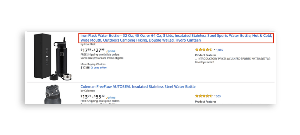 A good practice of product title on Amazon