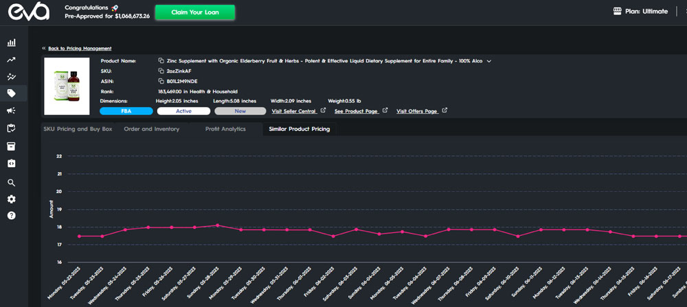 Heres A Screenshot Of Eva Competitor Asin Pricing Chart