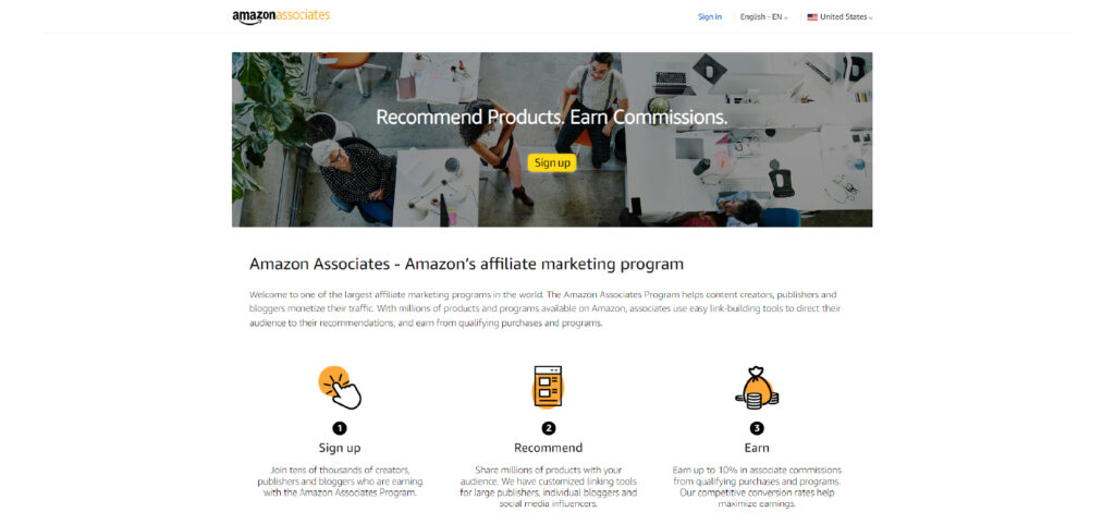 Heres A Screenshot Of Amazon Associates Website