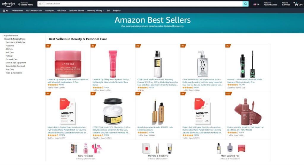 Heres A Screenshot Of Popular Beauty Products On Amazon