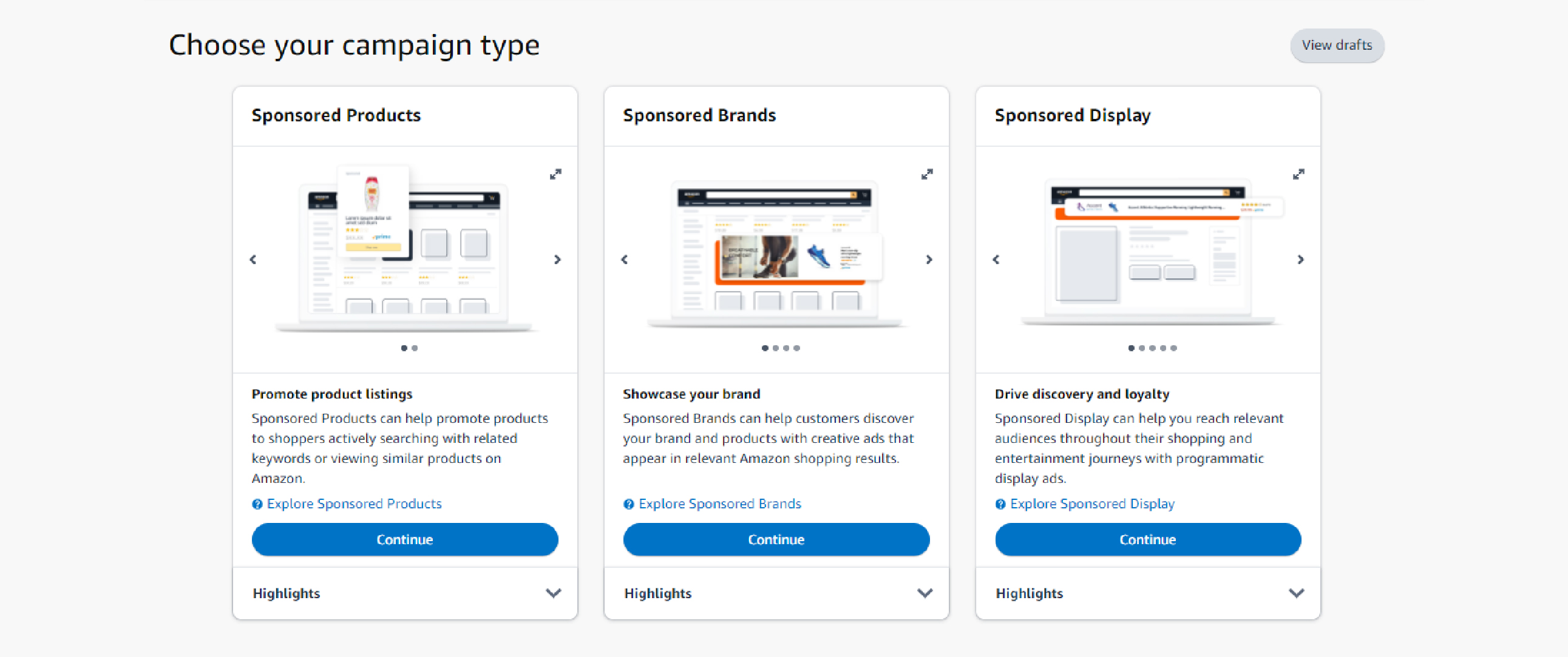 Here Is A Screenshot For Amazon Campaign Types