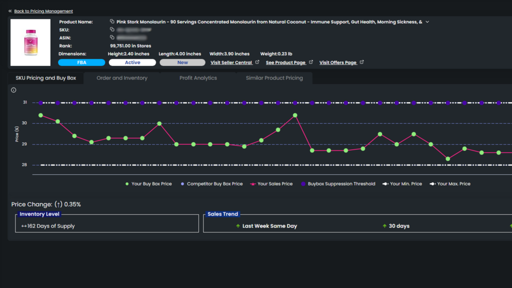 Here's A Screenshot Of A Repricing Tool Interface With Dynamic Pricing Adjustments