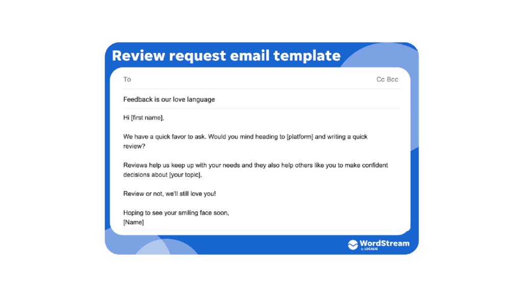 Here's An Example Of A Review Request Email Template