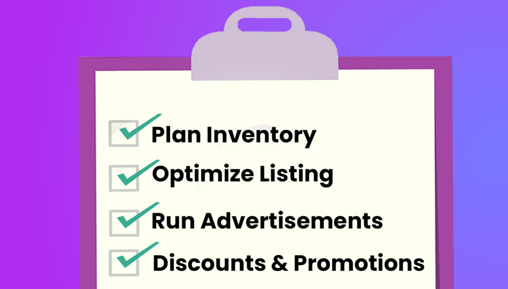 Here's a Checklist Infographic Highlighting Key Preparation Tasks Such As Inventory Planning Listing Optimization And Marketing Strategy