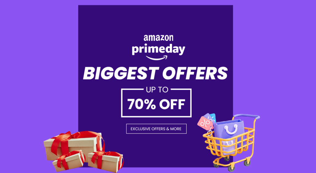 Here's a Prime Day Deals Banner With Various Discounts And Promotions 