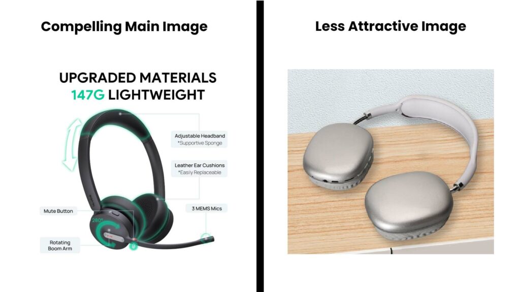 Here's a A visual comparison showing two search results – one with a compelling main image and one with a less attractive image. The compelling image should clearly stand out.