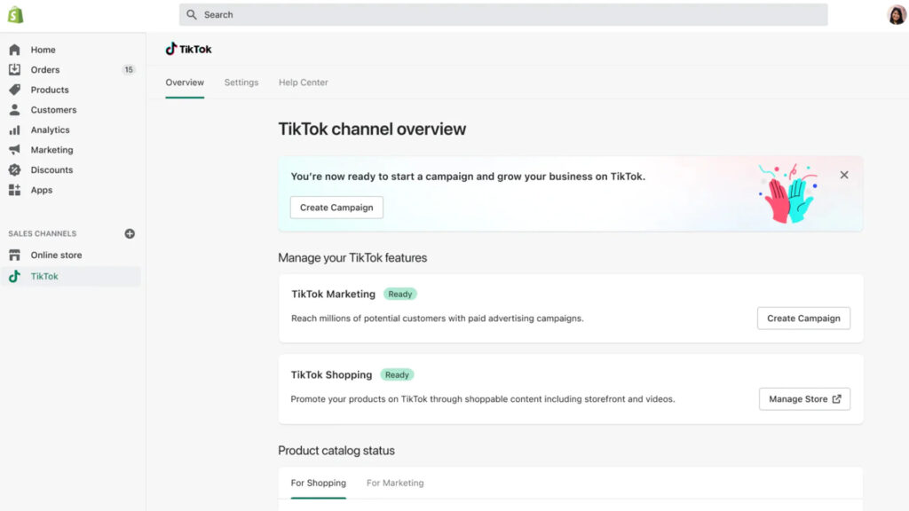 Here's A detailed screenshot of the Shopify setup process, including the steps to connect Shopify with TikTok Shop. This will illustrate the ease of syncing an online store with TikTok.