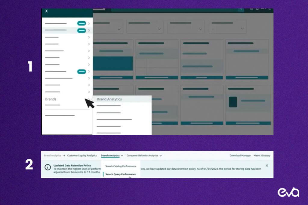 Here's A step-by-step infographic showing how to access the Amazon Search Query Performance Dashboard from the Seller Central account.