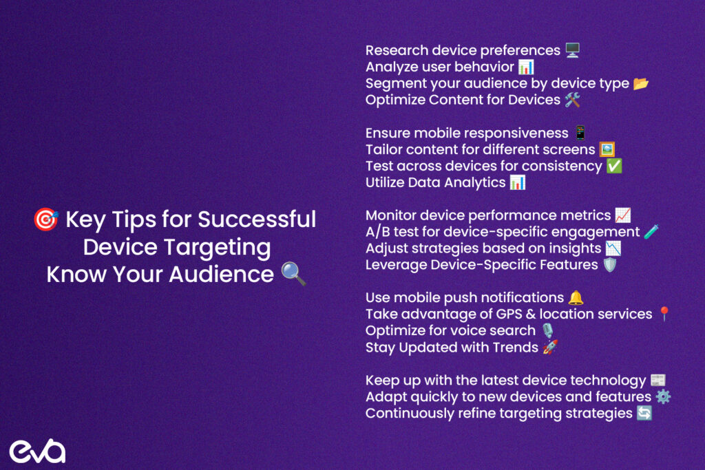 Here's an infographic that summarizes the key tips for successful device targeting, including actionable steps and best practices. 