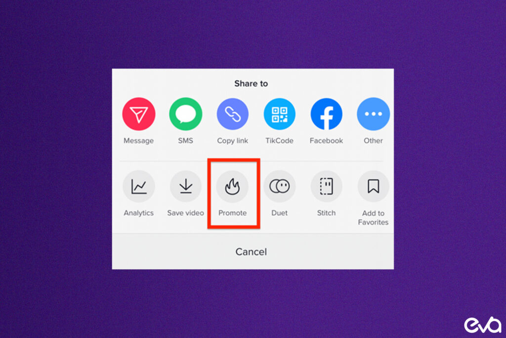 Here's an illustration of a TikTok user's dashboard showing the Promote button highlighted on the app interface.