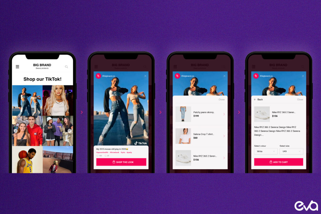 Here's An image illustrating how shoppable content works on TikTok.