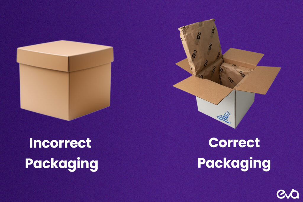 Here's A split-screen image showcasing two different packaging methods.