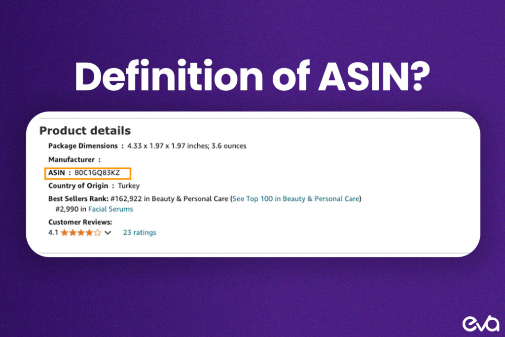 An infographic-style visual showcasing the definition of ASIN