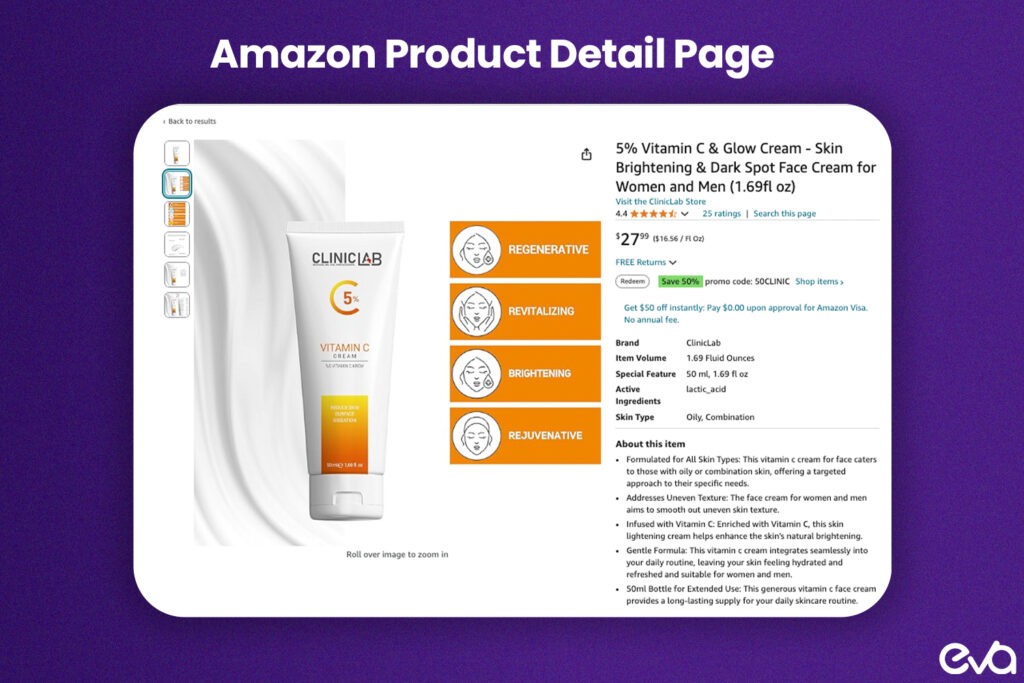 Here's A visual breakdown of an optimized Amazon Product Detail Page highlighting the product title, bullet points, images, reviews, and pricing section.