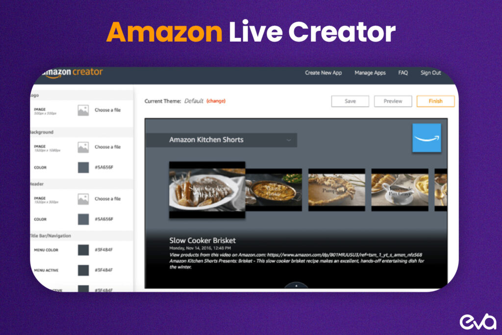 A preview image of Amazon Live Creator, showcasing how brands can stream live to interact with shoppers and promote products in real-time.