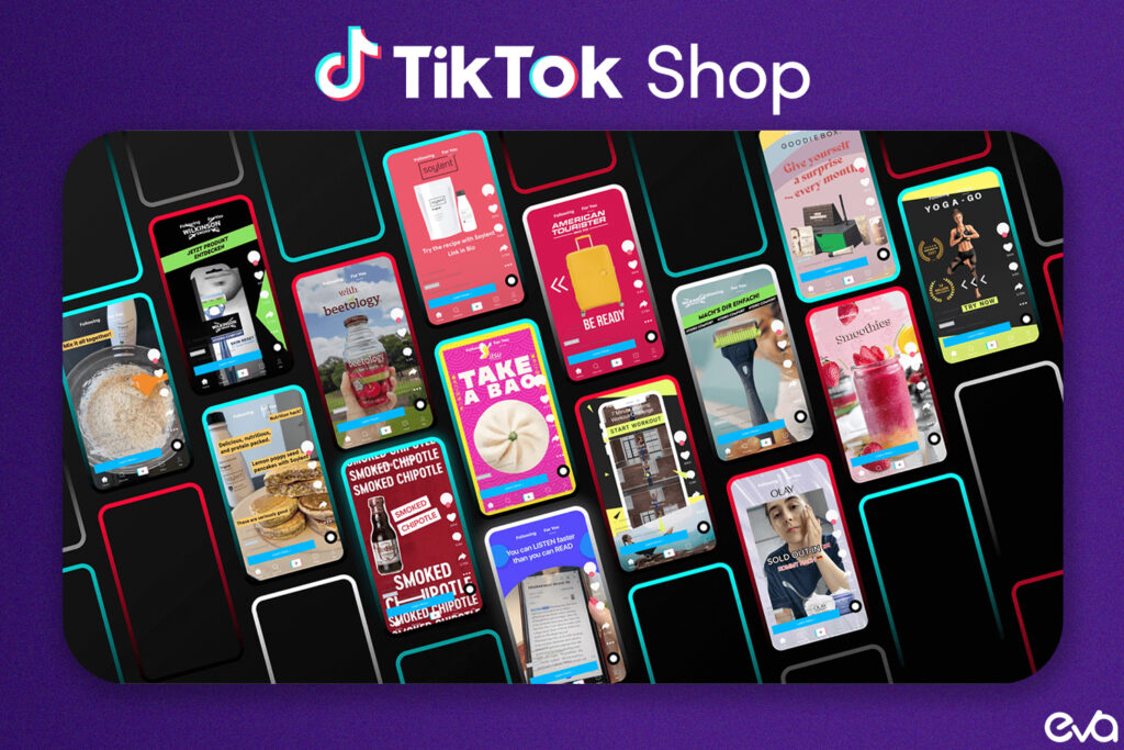 Here's A dynamic image showcasing the TikTok logo alongside icons representing shop promotions