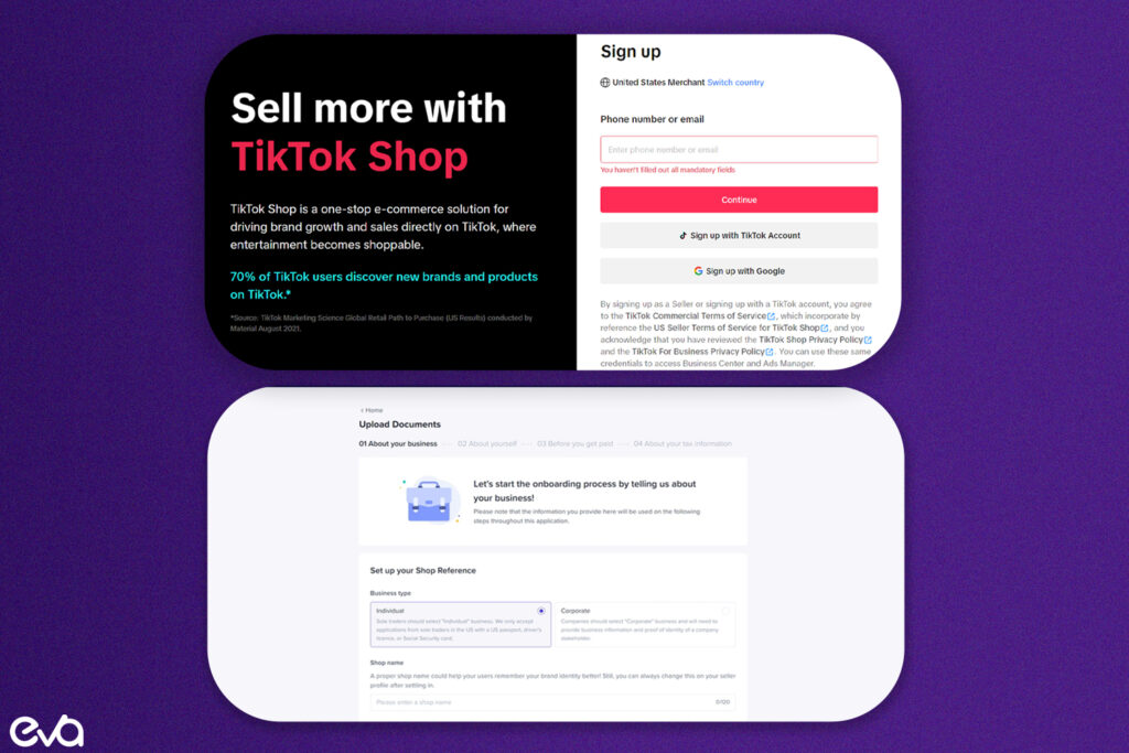 Here's A step-by-step visual guide showcasing the process of setting up a TikTok Shop account. 