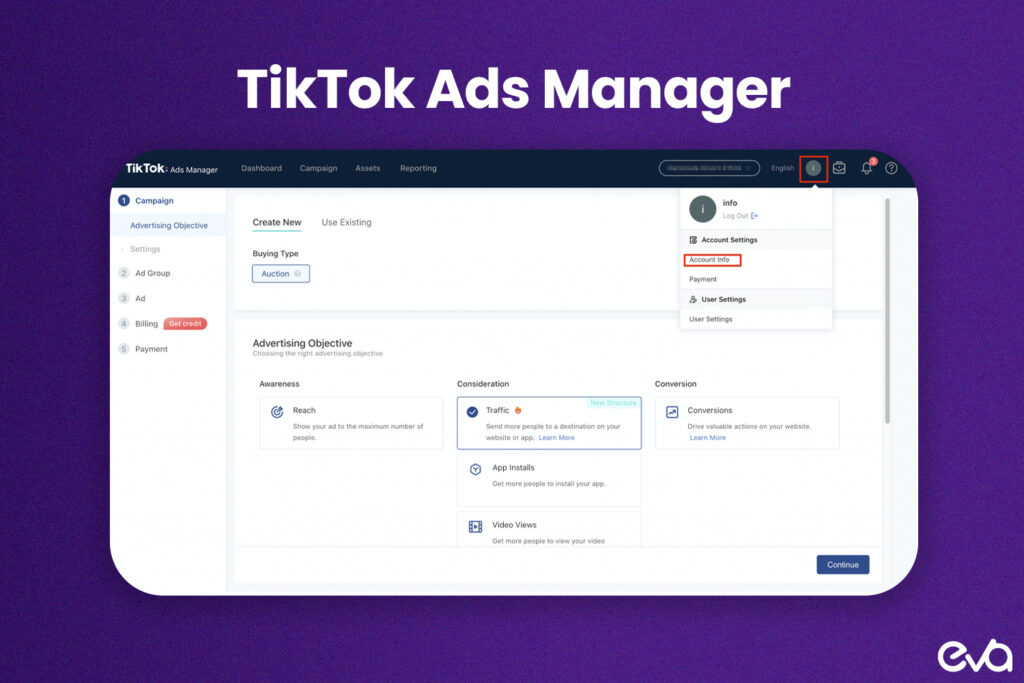 a simple graphic or use a screenshot of the TikTok Ads Manager, showcasing the different ad formats like In-Feed Ads, TopView Ads, and Branded Hashtag Challenges