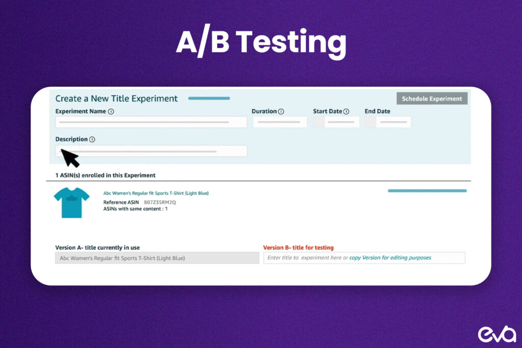 Here's An illustration of an A/B test comparing two versions of Amazon ad creatives (different images or copy)