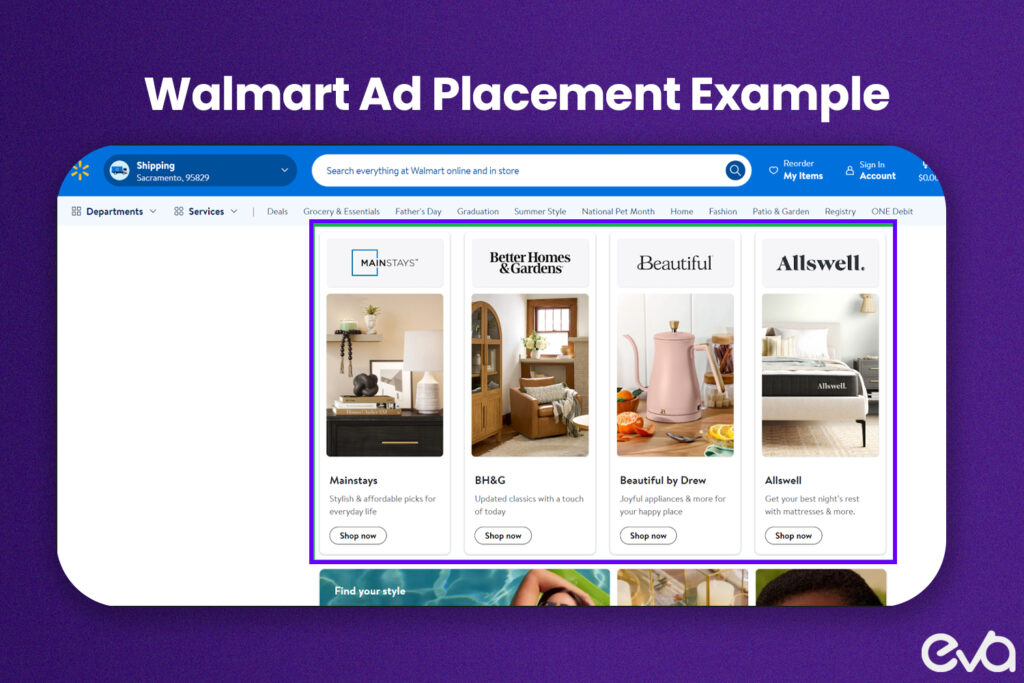 Here's A visual showcasing a Walmart search results page with Sponsored Products highlighted. 