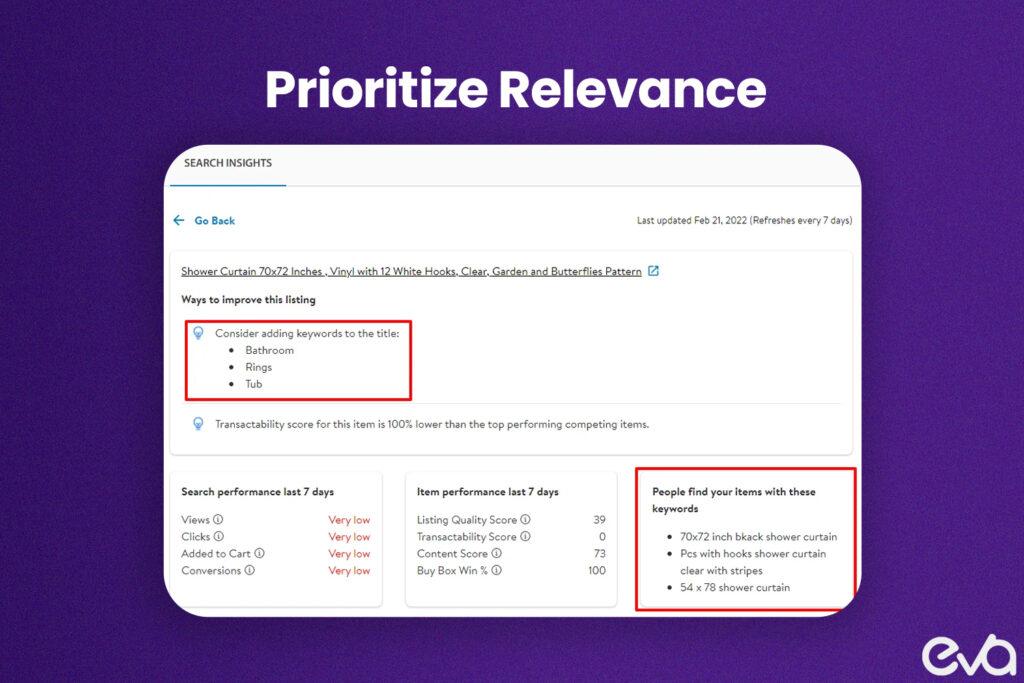 Here's A screenshot-style infographic showing a Walmart seller dashboard with an optimized backend keyword input section. Include highlighted examples like synonyms and attributes.