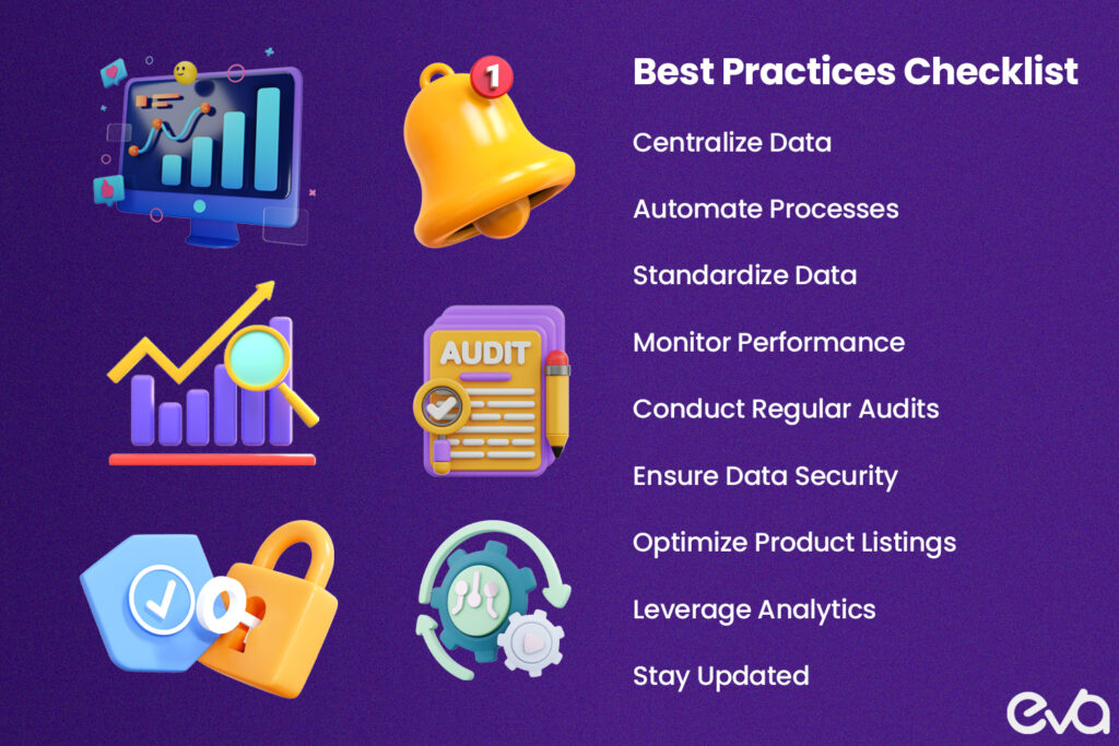 Here's A checklist-style graphic listing best practices such as centralizing data, automating processes, and conducting audits.