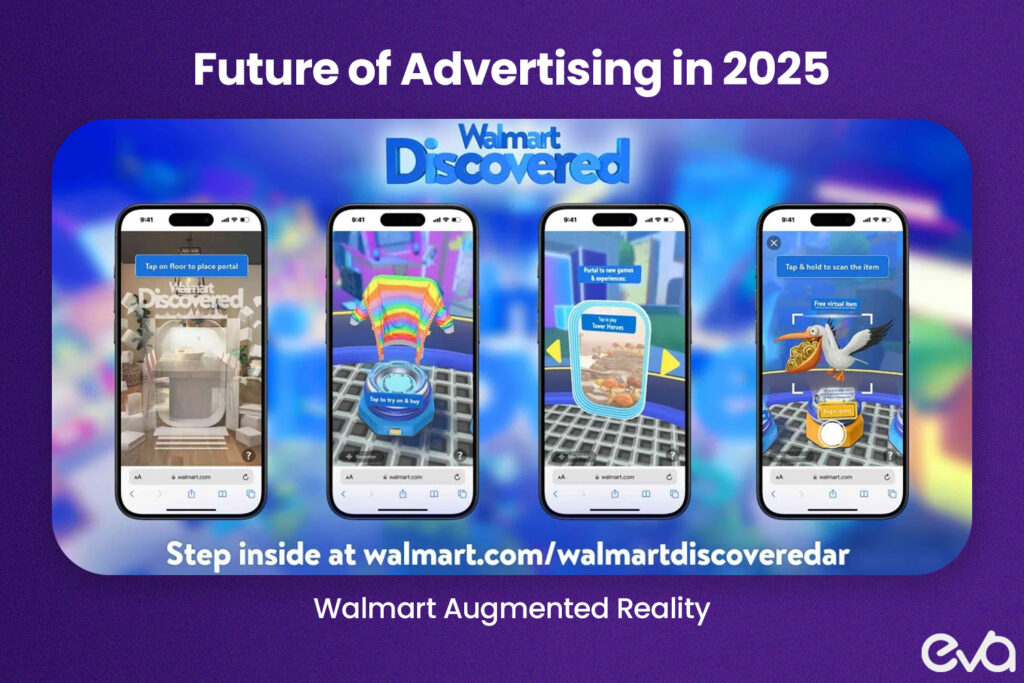 Here's Visual of a consumer interacting with an AR-enabled Walmart ad, displaying a 3D product demo. 