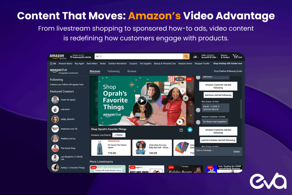 Here's a collage showcasing three video formats from Amazon’s strategy.