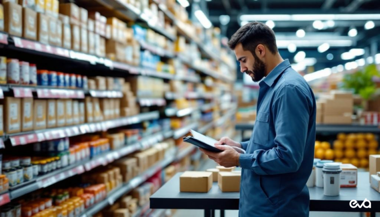 Retail shelf product audit scene for Amazon listing audit