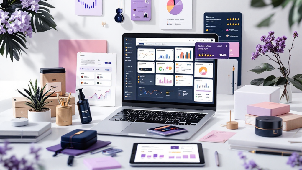 Amazon Marketplace management system illustrating SEO listings, analytics, inventory management, A plus content review strategy, brand store, and competitor analysis