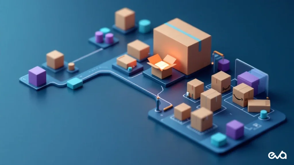 Eva-branded Amazon RMA return authorization workflow model with return paths inspection tokens and refund controls