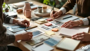 Shopify brand operators planning Meta ad creative with product samples and campaign notes