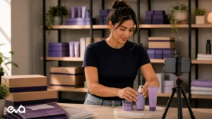 TikTok Shop algorithm product discovery creator studio with Eva logo