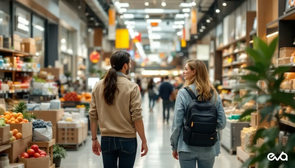 Shoppers moving through a premium retail environment relevant to non-endemic retail media audiences