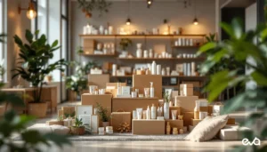 TikTok Shop live commerce studio with customer parcels, sample kits, and limited reserve inventory