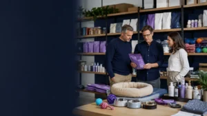 Pet brand leaders reviewing food, care, and accessory products for ecommerce growth